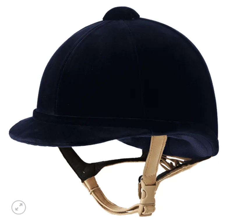 Charles Owen Hampton Flesh Riding Hat in Navy